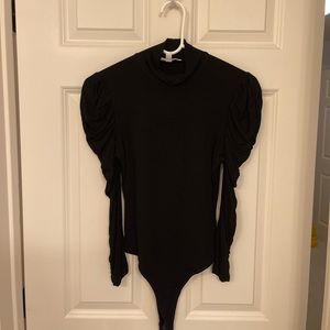GORGEOUS Black Ruffled Longsleeve Bodysuit
